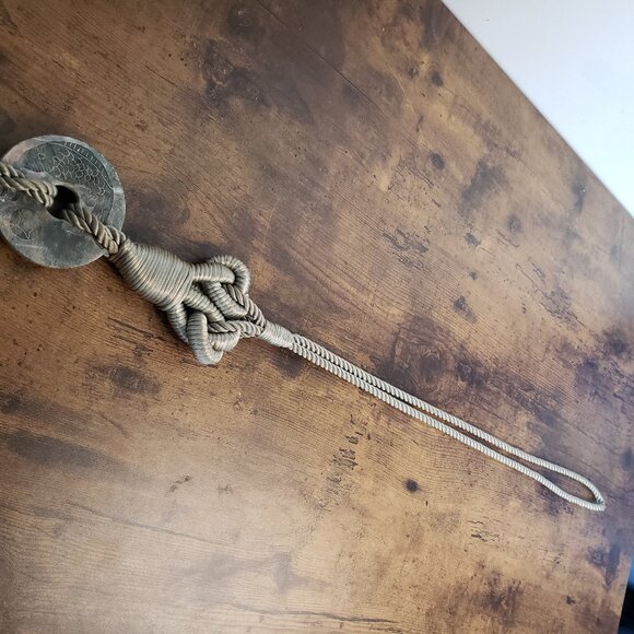 Sage Green with hand carved koi fish stone belt buckle and soft spiral belt rope - Picture 6 of 8